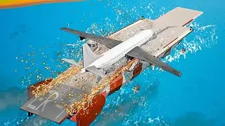 EMERGENCY LANDING ON HELICARRIER - Airplane Crash in BRICK RIGS