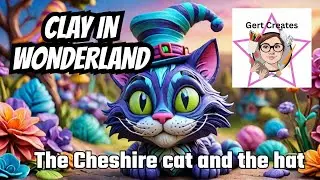 Wonderland with polymer clay creating the hat and the Cheshire cat