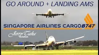 🔵 Singapore B747 Go Around & Landing During Storm At Amsterdam Schiphol (Live ATC)