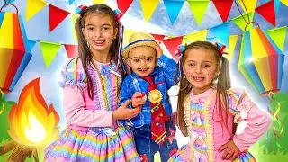 Festa junina com fogueira e marshmallow  Jéssica Godar e Laurinha e Helena e Gabriel - COMPILAÇÃO
