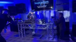 DJ QBert behind the DJ Digital Booth at the Marquee Show in Chicago