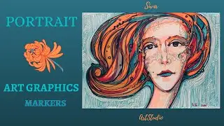 Woman's portrait with markers. Stylization.
