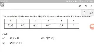 Discrete Random Variable : How to find probability from a CDF.
