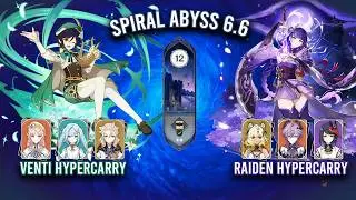 Spiral Abyss 6.6 - C0 Venti Hypercarry & C3 Raiden Hypercarry | Genshin Impact