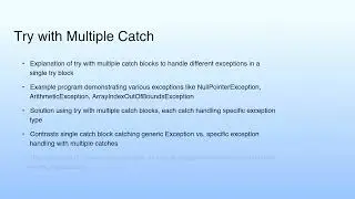 Try with Multiple Catch | Lecture 24: Exception Handling-II
