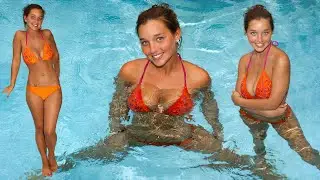 Christina Model - Orange Bikini at the Pool + Jacuzzi