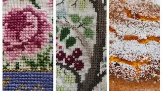Vlog about embroidery and life. Two finished works by Renato Parolin, Rosewood Manor.