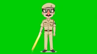 Police cartoon character green screen animations@editor g
