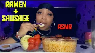 RAMEN & SAUSAGE|ASMR|EAT WITH ME|#THEREALLADYREDASMR😜