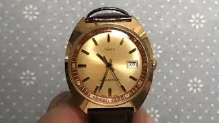 Vintage Timex Marlin Gold Dial Manual Winding Leather Strap
