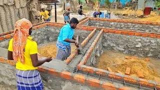 Reinforcement Basement Techniques_2BHk Stone Wall Belt Concrete with Cement|Foundation Belt Concrete