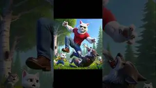 Brave Cat Fights Off Wolf to Save Kitten. #shorts #cat #kitten #cutecat