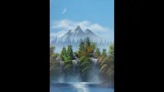 Spray paint art - Mountains & clouds - made by street artist