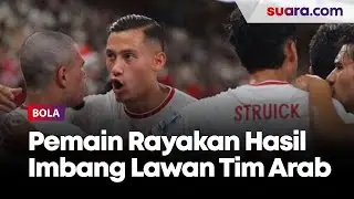 Momen Skuat Timnas Indonesia dan Suporter di Stadion Rayakan Hasil Imbang 1-1 Lawan Arab