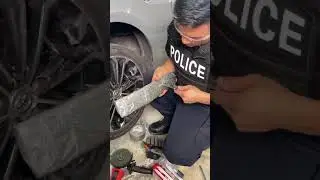 Police uncover hidden stash in car tire! 🛞 #shorts
