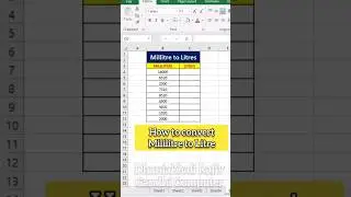 Mililitre to Litre in MS Excel #excel #exceltips #exceltutorial #advanceexcel #vlookup #trending