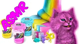 УСПОКАИВАЮЩЕЕ ASMR ДЛЯ ДЕТЕЙ И РОДИТЕЛЕЙ С ГОВОРЯЩИМ КОТЕНКОМ АБИ colorful slime factory часть 4