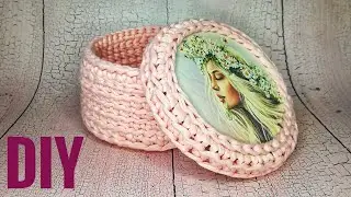 Как связать корзинку с деревянным донышком | МК #корзина #корзинка_из_пряжи #деревянное_донышко