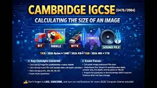 CAMBRIDGE IGCSE (0478/0984) Calculating the size of an image and sound file.