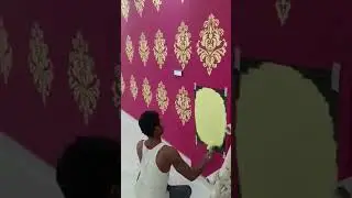 living room stencil wall painting design texture  room idea's 🏠