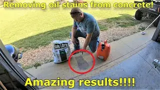 Removing oil stains from concrete, BEST technique I've ever tried with AMAZING results! 