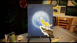 WOLF PAINTING - How to Paint a GEOMETRIC MOSAIC WOLF