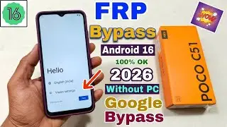 Poco c51 Frp bypass new method | Poco C51 google account remove 2026 💯 Working 