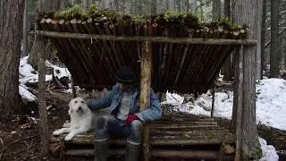 Man Builds Tiny House Bushcraft Camp - Finishing the Roof! - Episode 2