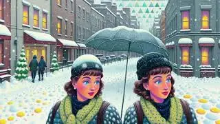 Passanten im Schnee