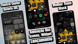 Lançamento 🤩 - Melhor Tema Black Com Animação nos Ícones - Bateria iOS - Control Center - Widget