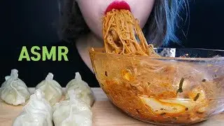 ASMR DUMPLINGS + SPICY COLD NOODLES MUKBANG 비빔냉면+찐만두 리얼사운드 먹방 บะหมี่เย็นรสเผ็ด острая холодная лапша
