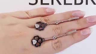 Серьги серебряные с черной керамикой 