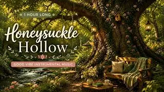 Honeysuckle Hollow 🌸 A Hidden Forest Glade | 1 Hour Good Vibe Instrumental | Cozy Nature Escape