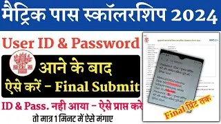 Matric Pass Scholarship 2024 Online Apply | User Id & Pass Aane Ke Bad Final Submit Kaise Kare