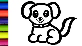 How to Draw Dog for Kids and Toddlers || Dog Drawing Easy || Easy Dog Animal Drawing for Kids