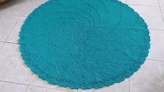 Tapete de Crochê Espiral Redondo Verde Tiffany