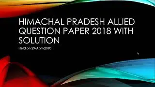 Himachal Pradesh Allied Services 2018