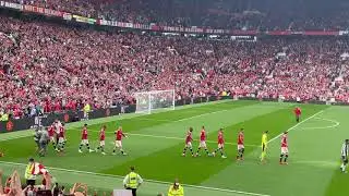 From the stands : Cristiano Ronaldo emerges from the tunnel for his second Manchester United debut