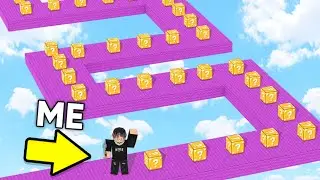 I Built The WORLDS LONGEST Lucky Block Race.. (Roblox Bedwars)