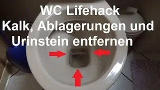 Hartnäckige Kalkflecken Urinstein entfernen Toilette WC Klo reinigen putzen Essig und Backpulver