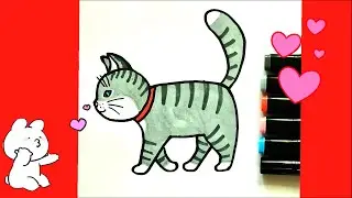 Cat How to Draw step by step 🐈 Easy Drawings Animals Pets for Kids