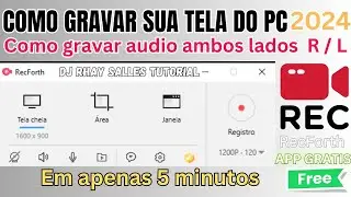 Como gravar tela do seu pc  gratis com RecForth, saindo o audio de ambos os lados  L / R  #tutorial