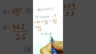 #Short Trick to Convert Recurring Decimals to Fractions #Govt. exams #rrb,Bank,SSCCGL #short#shorts