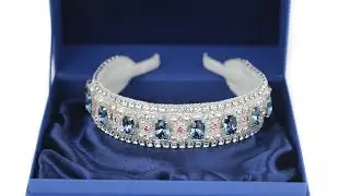 Ободок для волос  "Деним Блю'' с кристаллами Swarovski