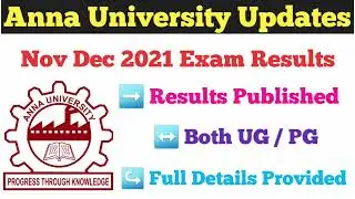 Anna university Nov dec 2021 Results Published