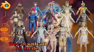 Characters 3d model pack pubg mobile prisma3d Blender bon fbx obj free download