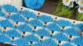 💙🤍💙 mavi beyazın muhteşem uyumu 💫 kolaymış işi battaniye ve yelek modeli / tığ işi örgü modeli