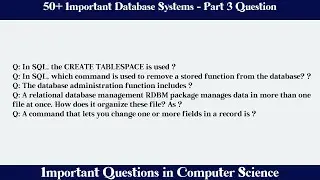 MCQ Questions Database Systems - Part 3 with Answers