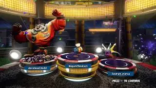 Space Spyro, Space Koala Kong and King Space Chicken Winning Podium. (Crash Nitro Fueled)