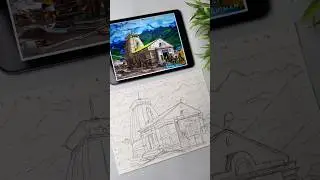 Kedarnath Mandir Drawing, #shorts #art #drawing #kedarnath